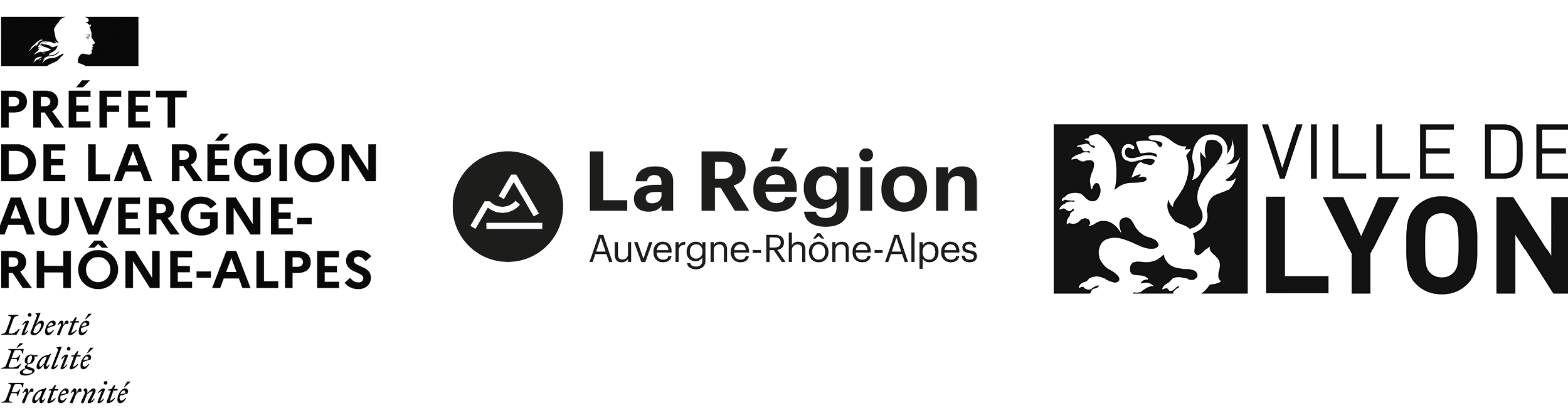 Logos DRAC Ville de Lyon et Région Auvergne-Rhône-Alpes